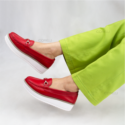 MOCASIN PLATAFORMA  DANIELA  ROJO VIVO