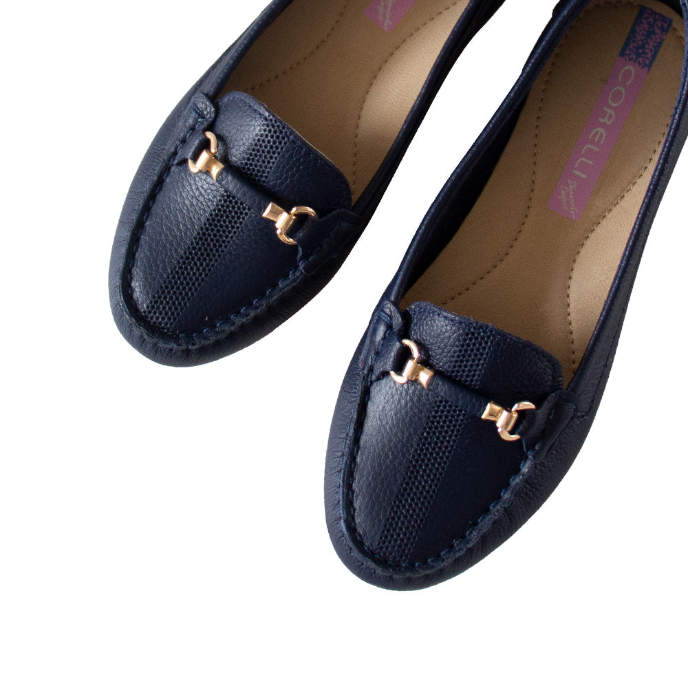 MOCASIN CHATO SARA-2 AZUL