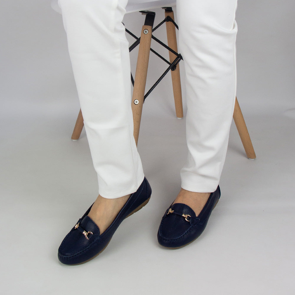MOCASIN CHATO SARA-2 AZUL