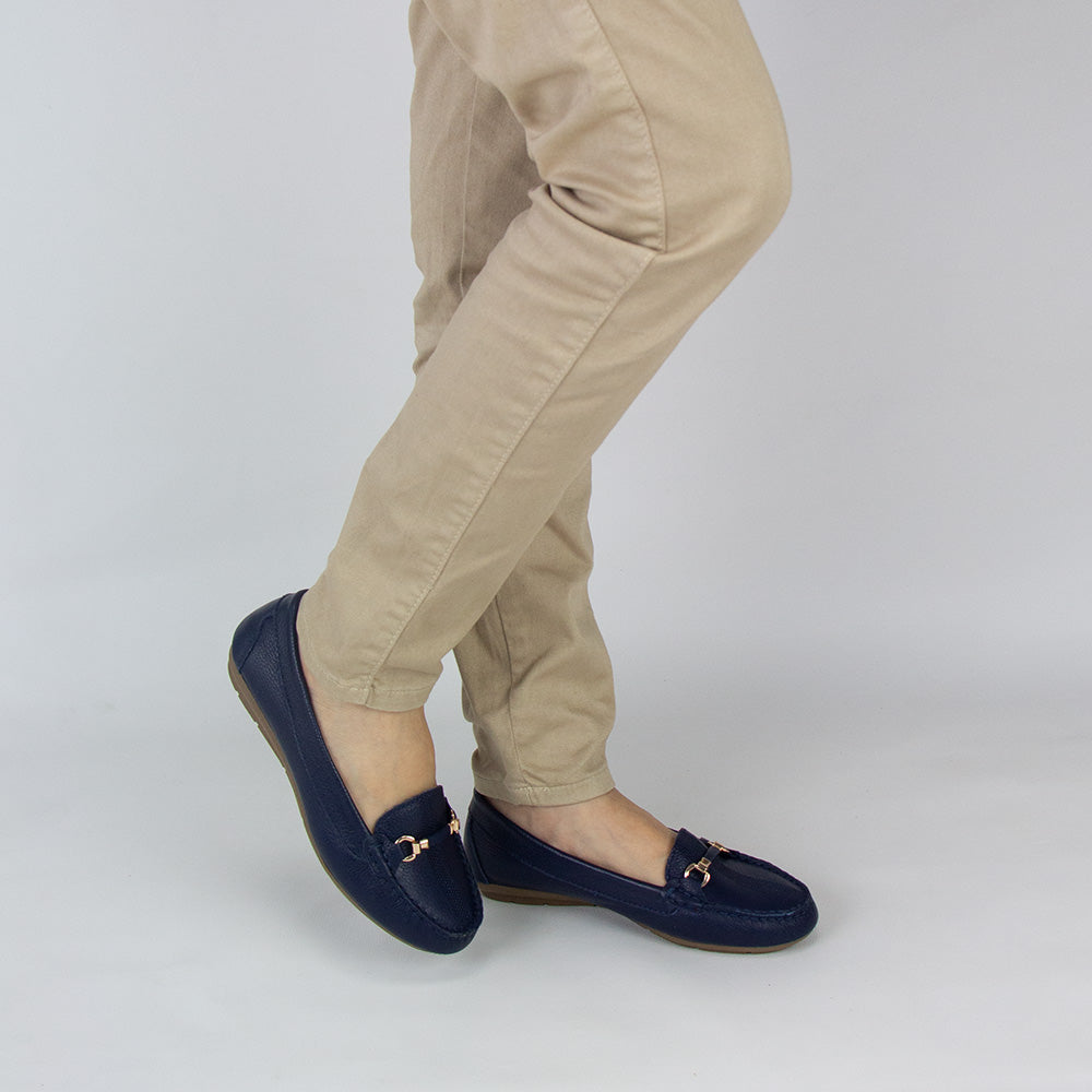 MOCASIN CHATO SARA-2 AZUL
