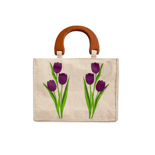 BOLSO TOCUYO TULIPANES CON ASA DE MADERA