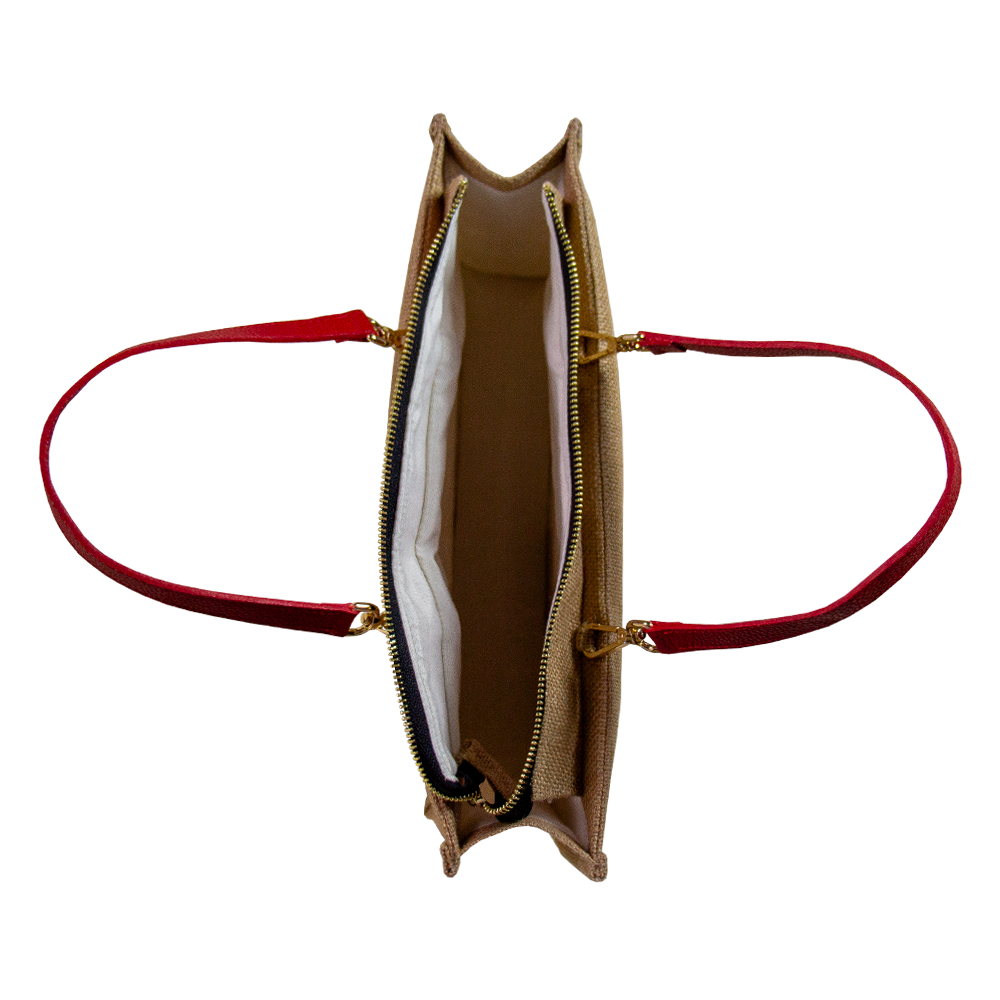 BOLSO YUTE ORQUÍDEA CON ASA DE CUERO