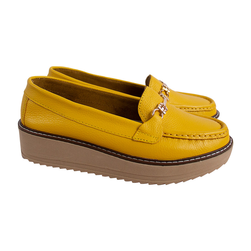 MOCASIN PLATAFORMA VICKY MOSTAZA -PLANTA TOFFEE