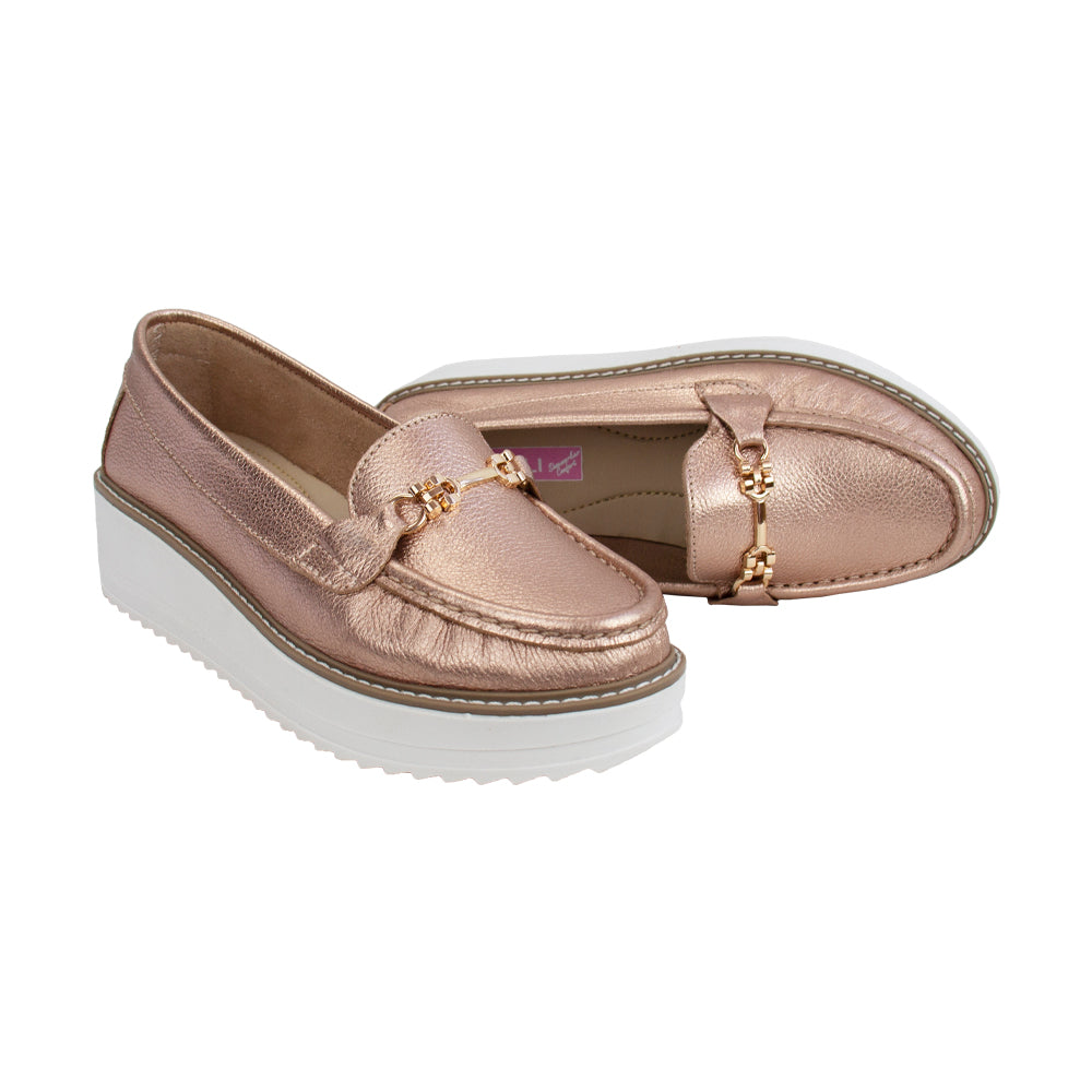 MOCASIN PLATAFORMA VICKY FOLIA ORO ROSA