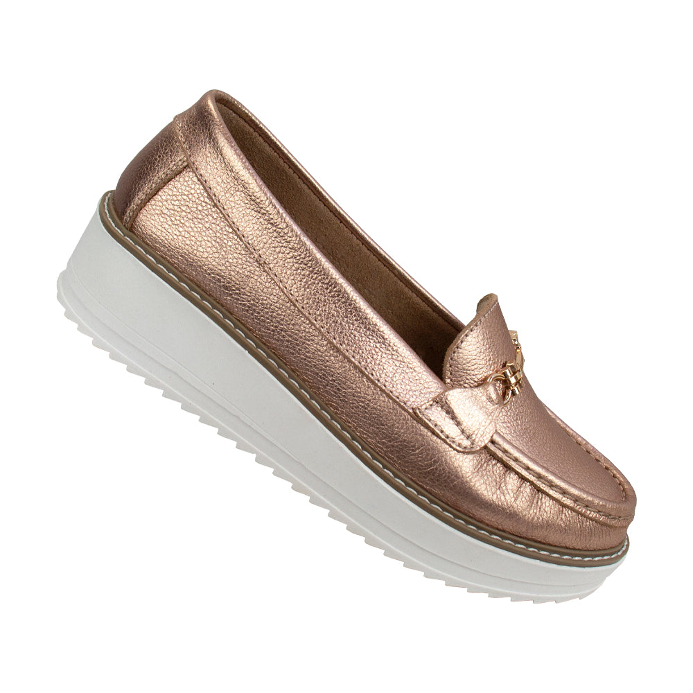 MOCASIN PLATAFORMA VICKY FOLIA ORO ROSA