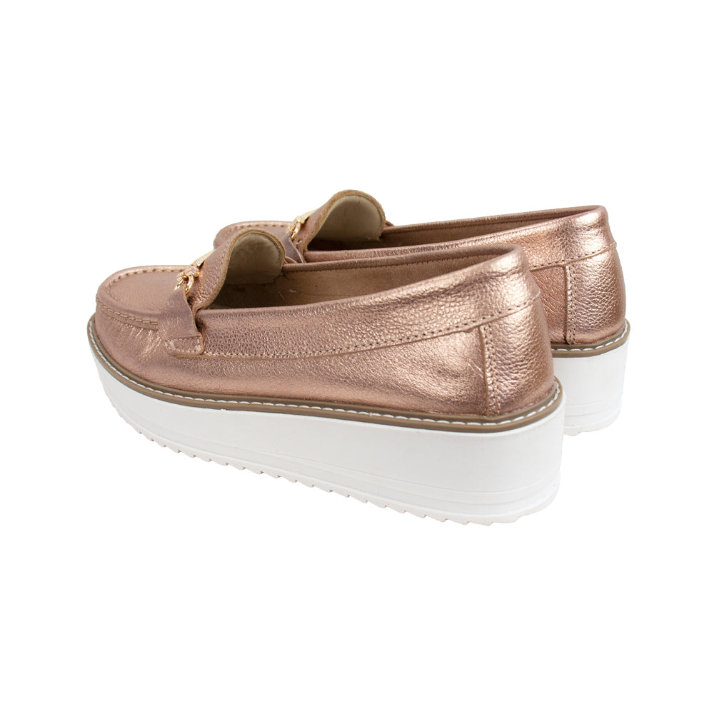 MOCASIN PLATAFORMA VICKY FOLIA ORO ROSA