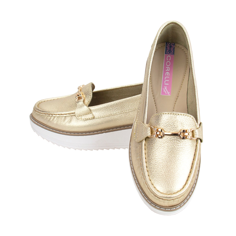MOCASIN PLATAFORMA VICKY FOLIA PLATINO