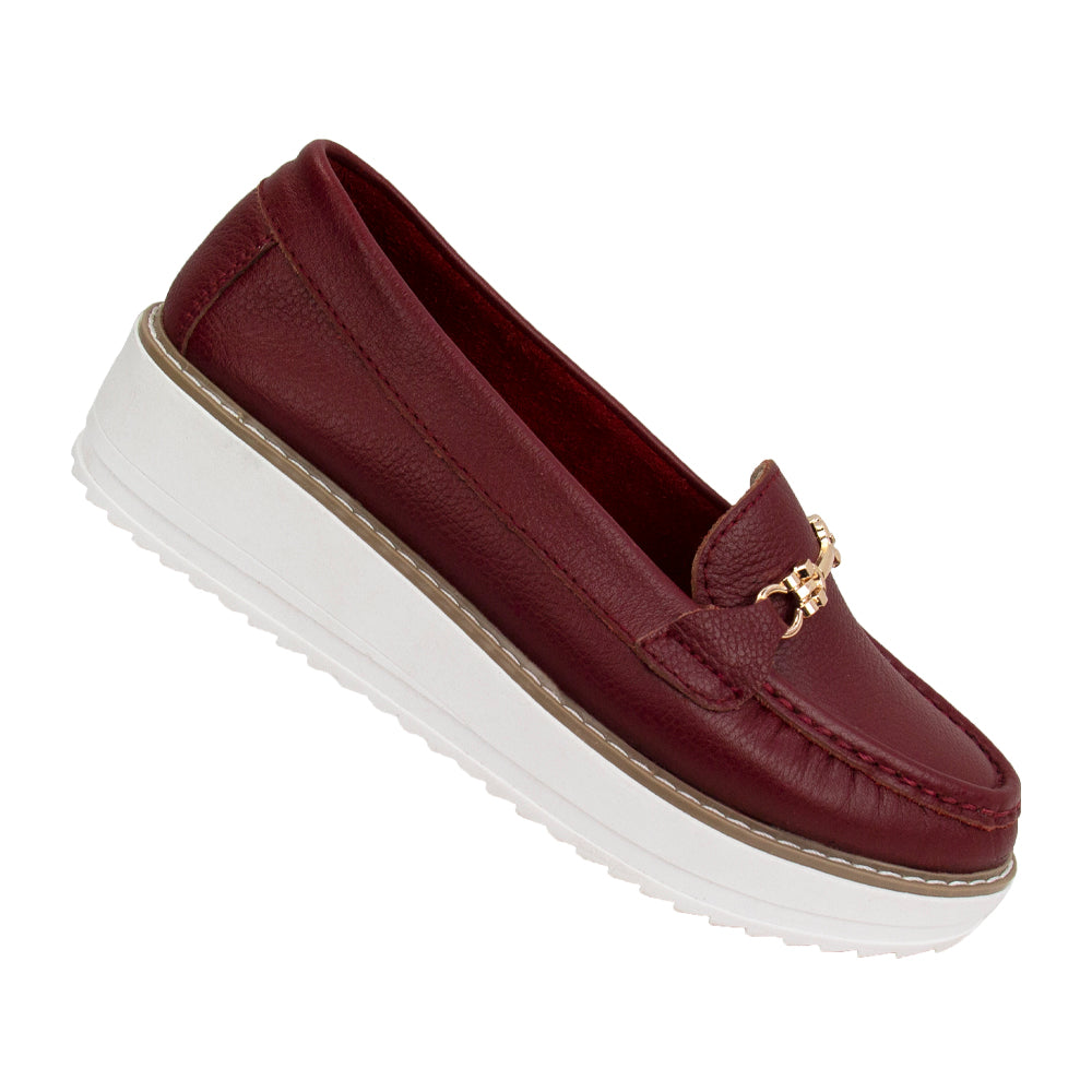 MOCASIN PLATAFORMA VICKY ROJO OSCURO