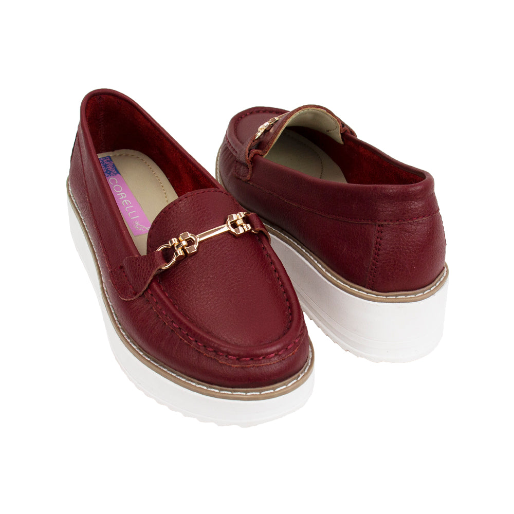 MOCASIN PLATAFORMA VICKY ROJO OSCURO