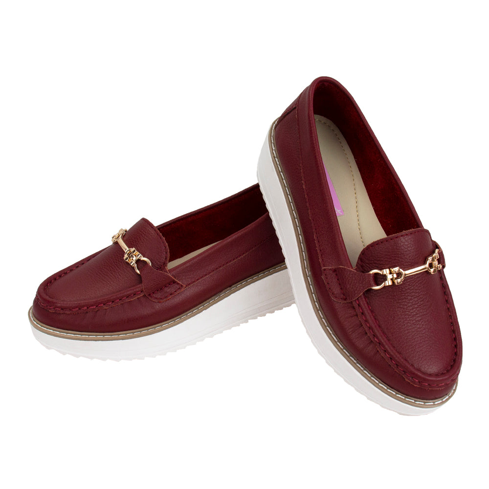 MOCASIN PLATAFORMA VICKY ROJO OSCURO