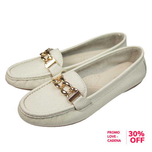 MOCASIN CHATO  CADENA VAINILLA