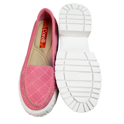 MOCASIN PLATAFORMA CLEO GAMUZA  ROSADO - CHUNKY BLANCO