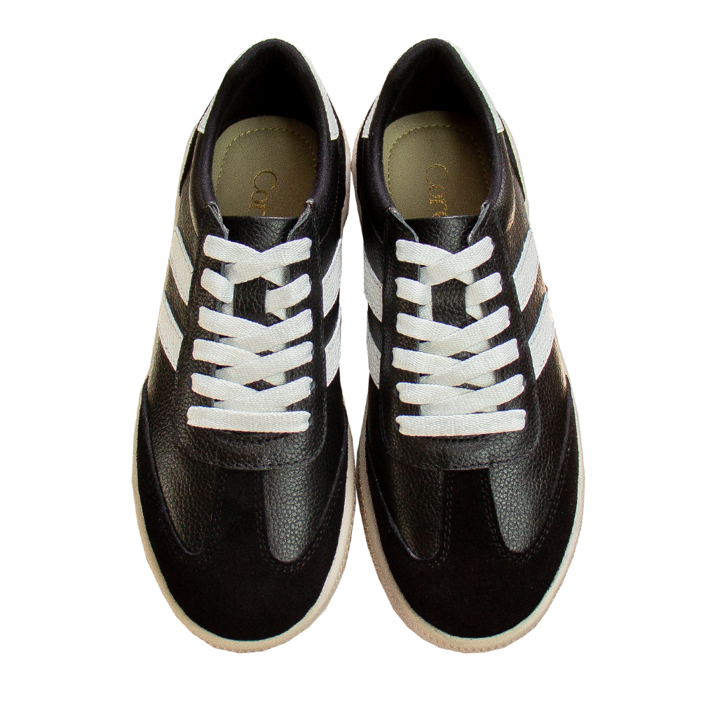ZAPATILLA SIENA CUERO / GAMUZON NEGRO