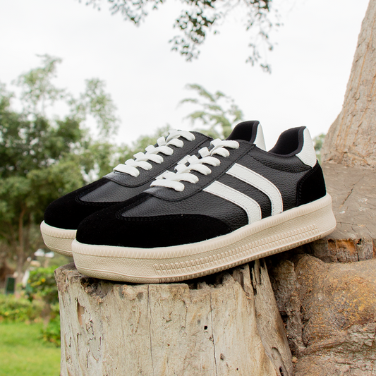 ZAPATILLA SIENA CUERO / GAMUZON NEGRO