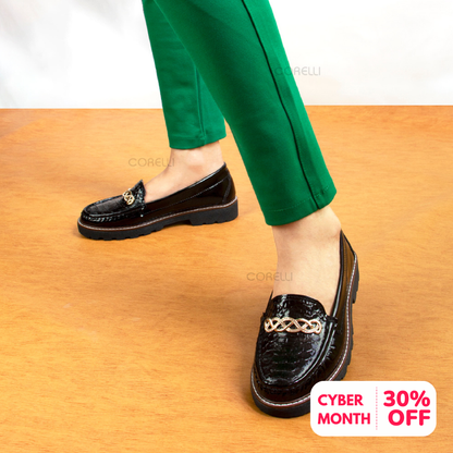 MOCASIN PLATAFORMA CHIARA CHAROL NEGRO