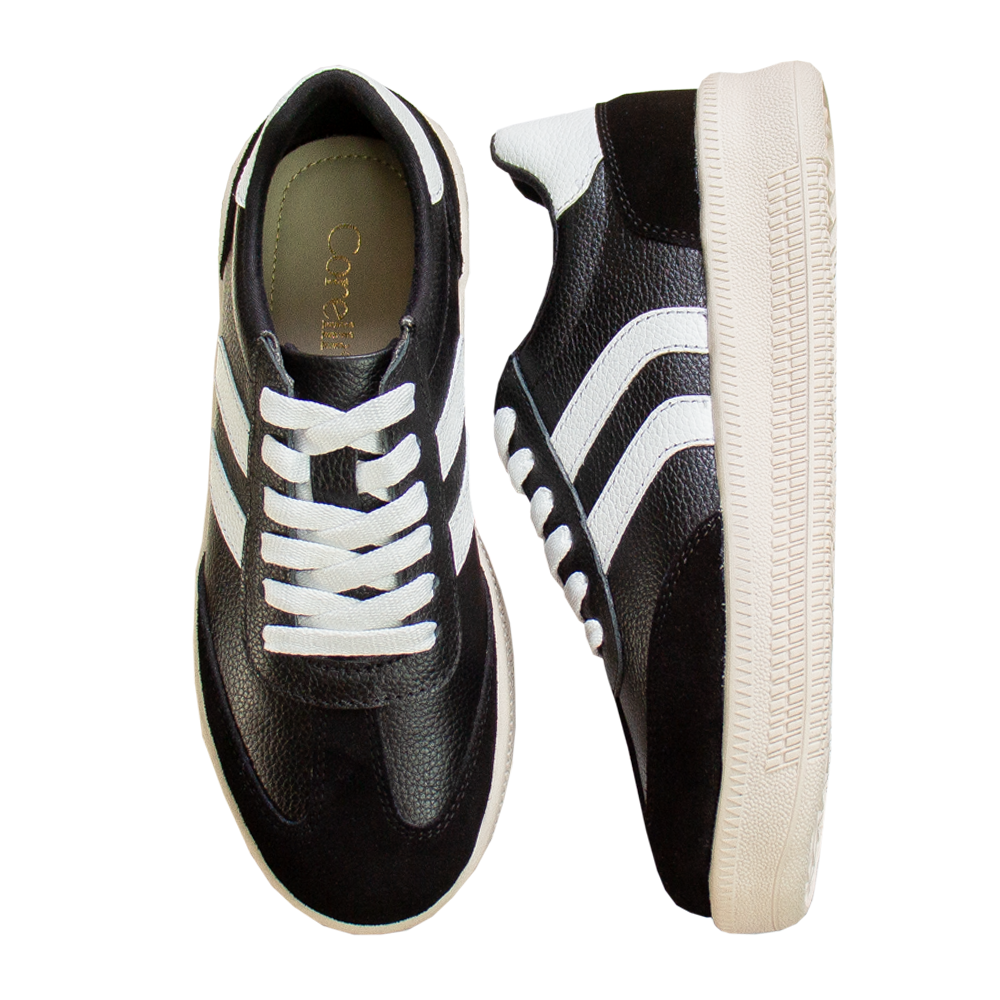 ZAPATILLA SIENA CUERO / GAMUZON NEGRO