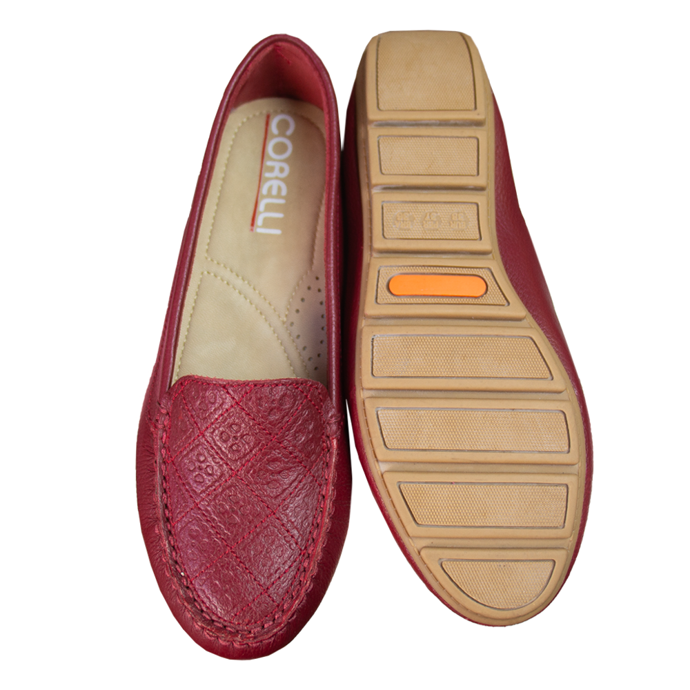 MOCASIN CHATO  CLEO ROJO - CAUCHO TOFFE