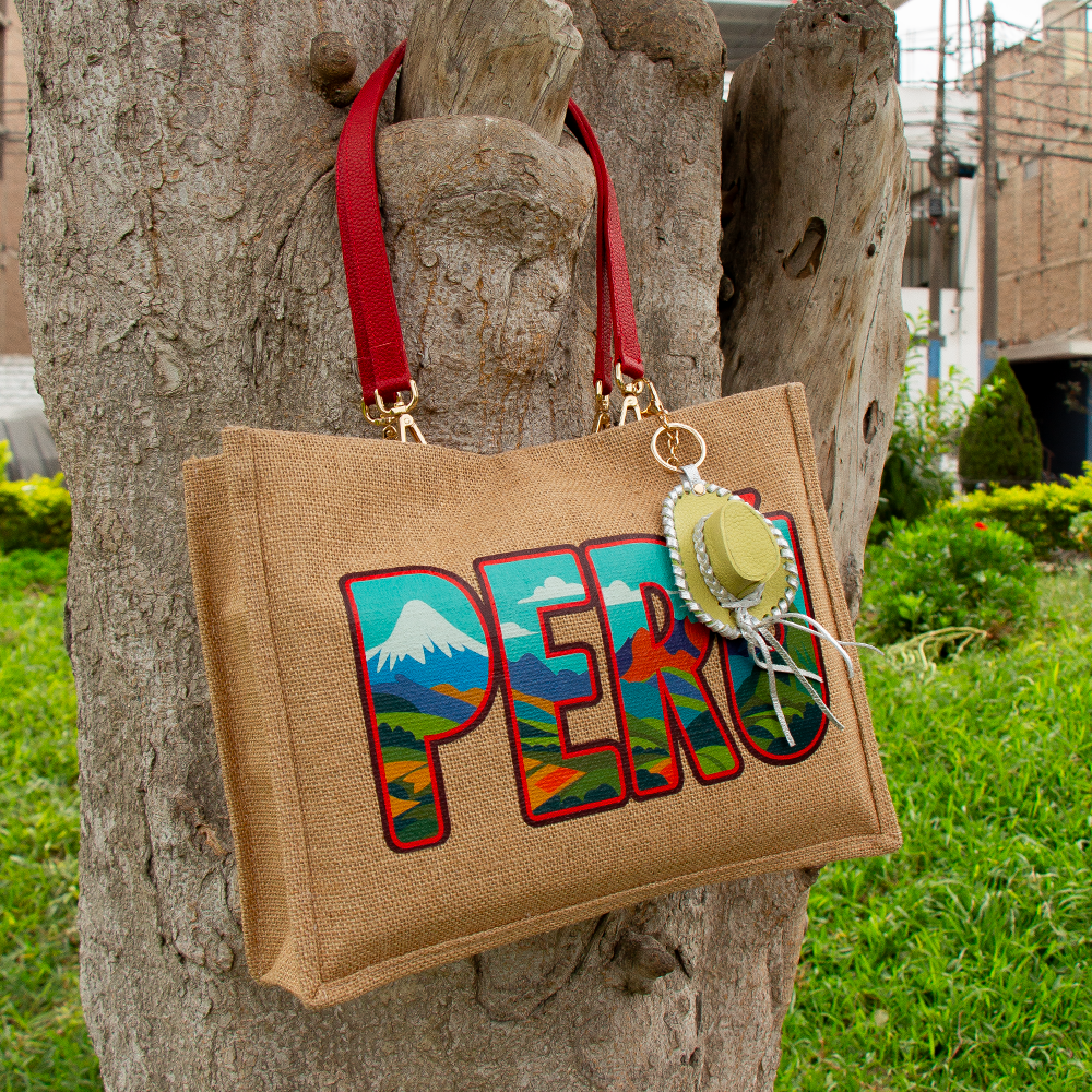 BOLSO YUTE PERÚ CON ASA DE CUERO