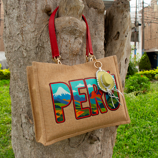 BOLSO YUTE PERÚ CON ASA DE CUERO