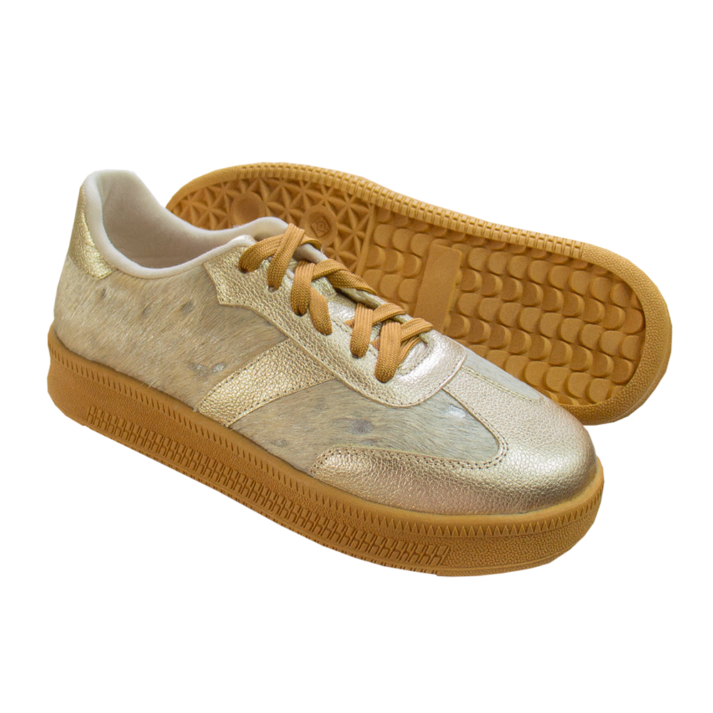 ZAPATILLA SAHARA CUERO PELOS PLATINO