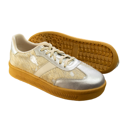 ZAPATILLA SAHARA CUERO PELOS PLATA