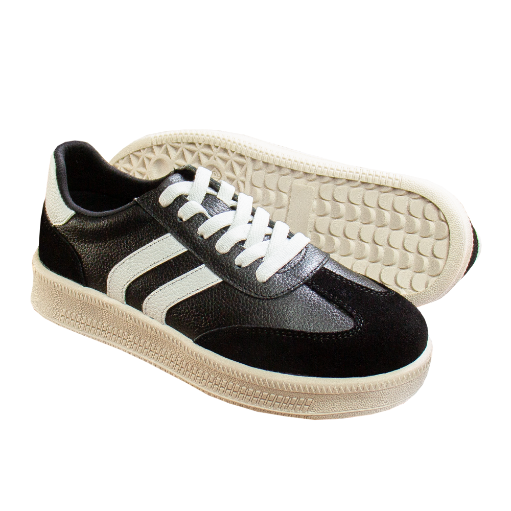 ZAPATILLA SIENA CUERO / GAMUZON NEGRO