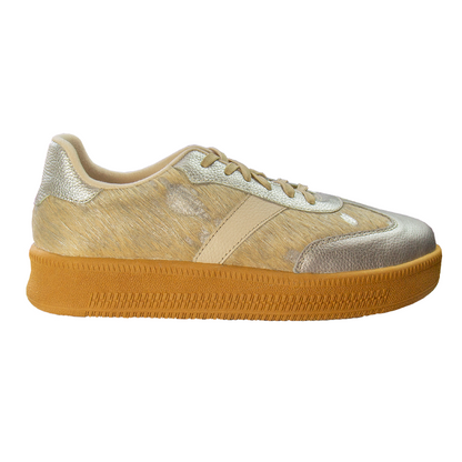 ZAPATILLA SAHARA CUERO PELOS PLATA
