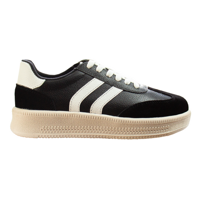 ZAPATILLA SIENA CUERO / GAMUZON NEGRO