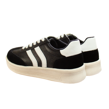 ZAPATILLA SIENA CUERO / GAMUZON NEGRO