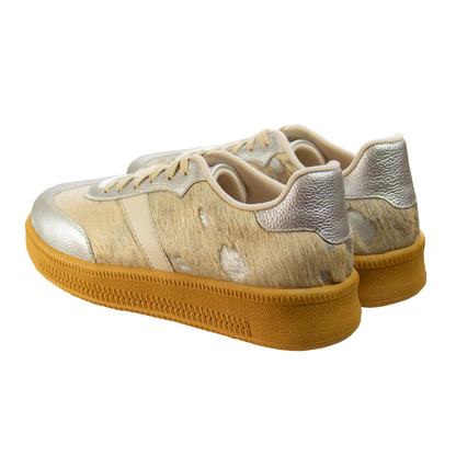 ZAPATILLA SAHARA CUERO PELOS PLATA