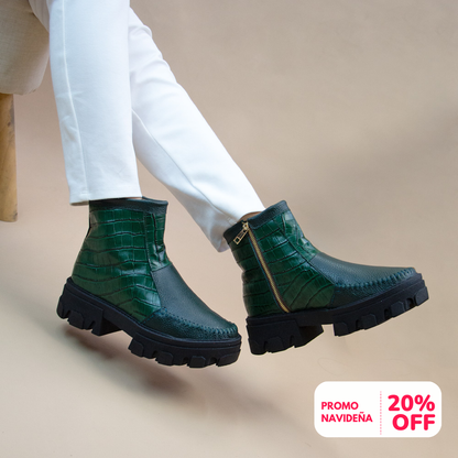 BOTIN  HELENA  VERDE -CROCO VERDE