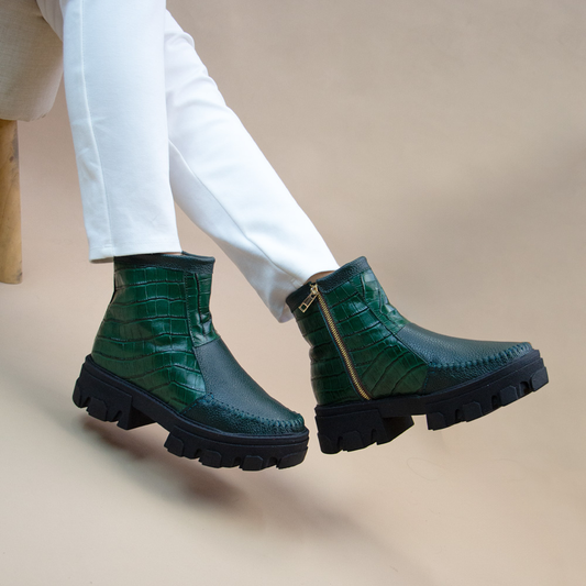 BOTIN  HELENA  VERDE -CROCO VERDE
