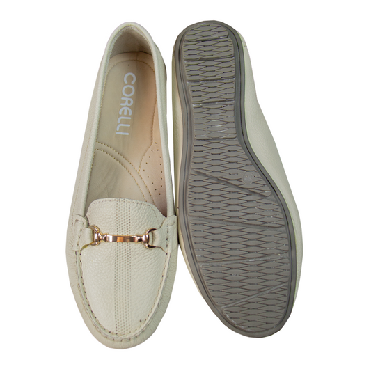MOCASIN CHATO SARA-2  VAINILLA - CAUCHO GRIS