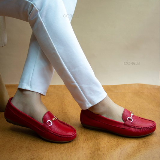 MOCASIN CHATO LOVE  ROJO VIVO