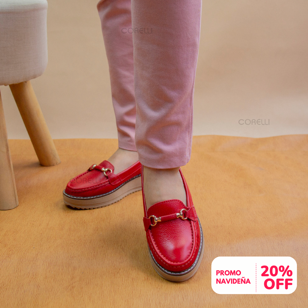 MOCASIN PLATAFORMA  DANIELA  ROJO-TOFE