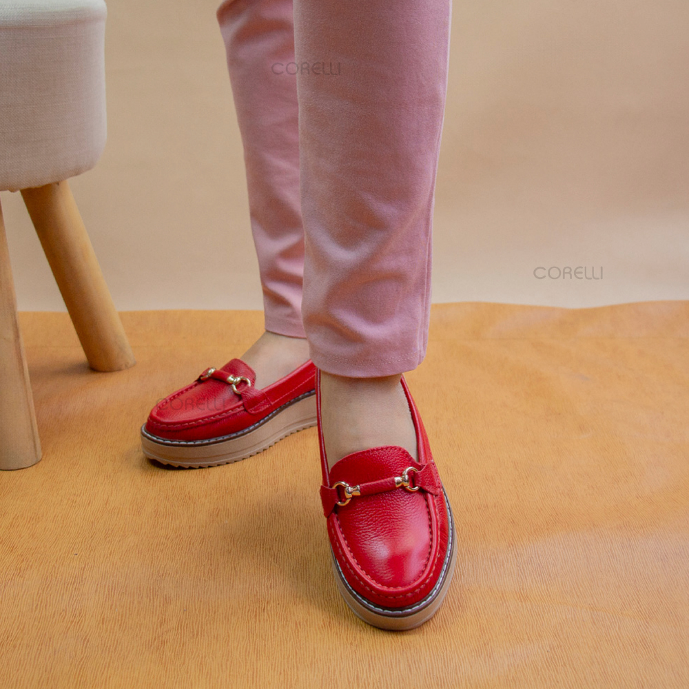 MOCASIN PLATAFORMA  DANIELA  ROJO-TOFE