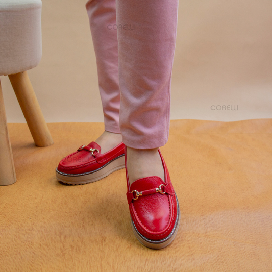 MOCASIN PLATAFORMA  DANIELA  ROJO-TOFE