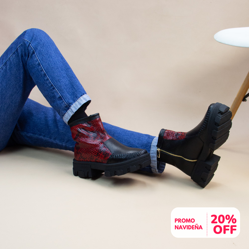 BOTIN  HELENA   NEGRO -PITON ROJO