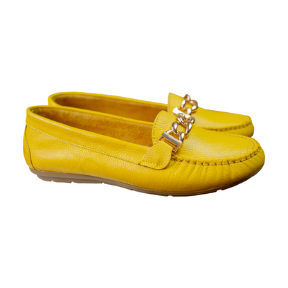 MOCASIN CHATO CADENA MOSTAZA - DJ TOFE