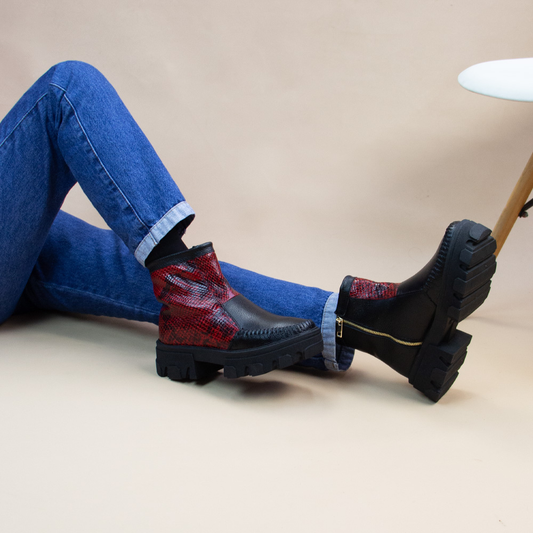 BOTIN  HELENA   NEGRO -PITON ROJO