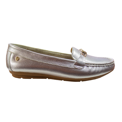 MOCASIN CHATO CADENA PLATA
