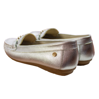 MOCASIN CHATO CADENA PLATA