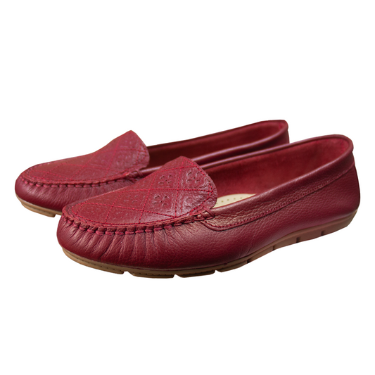 MOCASIN CHATO  CLEO ROJO - CAUCHO TOFFE