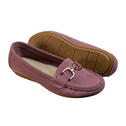 MOCASIN CHATO  DOLCE GAMUZA PALO ROSA