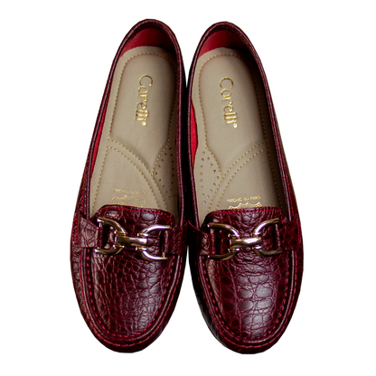 MOCASIN CHATO  DOLCE TORTUGA ROJO VINO