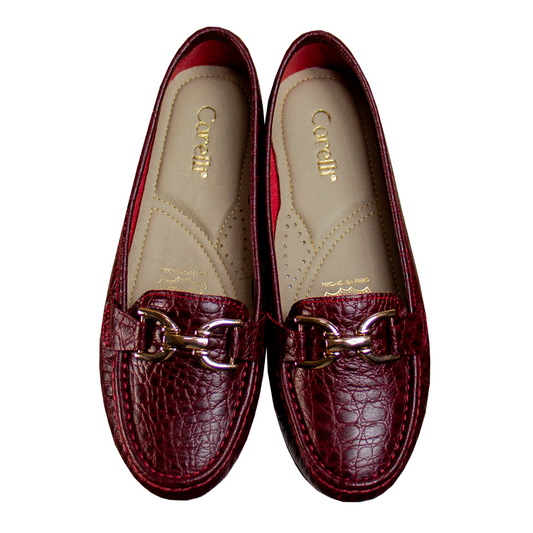 MOCASIN CHATO  DOLCE TORTUGA ROJO VINO