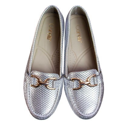 MOCASIN CHATO DOLCE PITÓN PLATA
