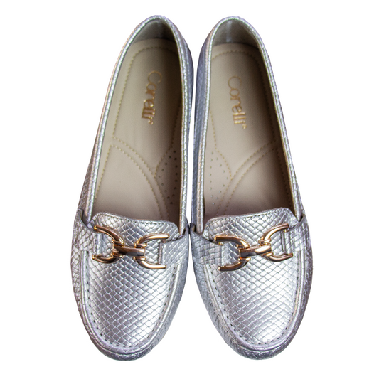 MOCASIN CHATO DOLCE PITÓN PLATA