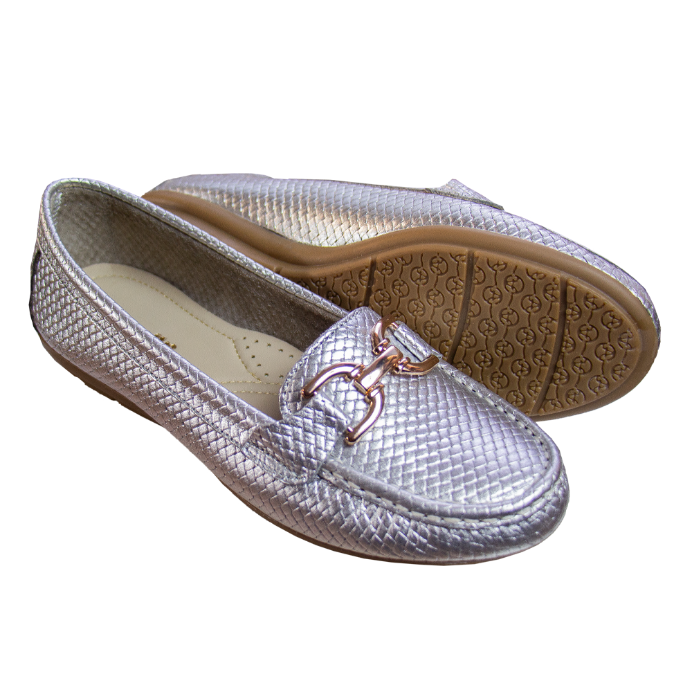 MOCASIN CHATO DOLCE PITÓN PLATA