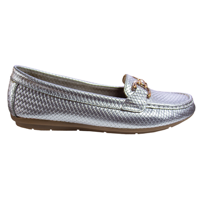 MOCASIN CHATO DOLCE PITÓN PLATA